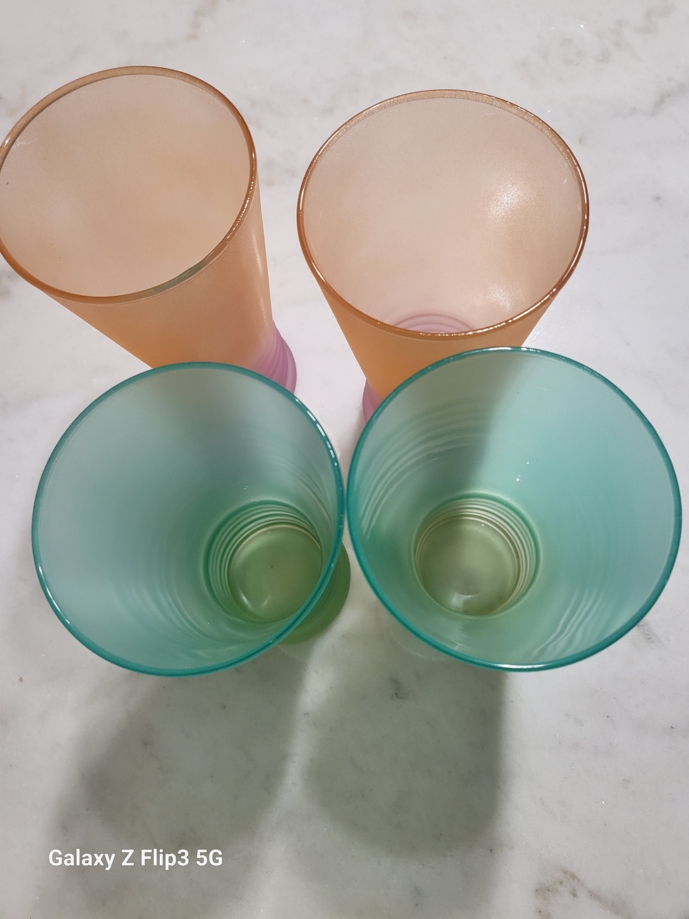 Vintage MCM Frosted Ombré Glass Tumblers 6" - Set of 4 Pastel Gradient